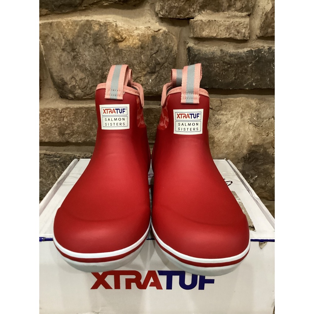 XTRATUF Salmon Sisters Womens 6in Ankle Deck Boots Red Womens Size 7 New - Picture 5 of 9